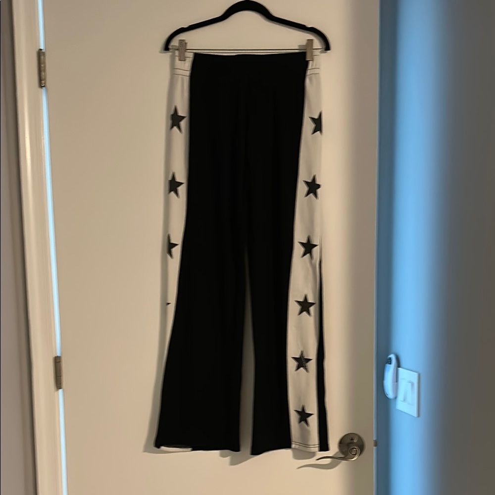 Lauren Moshi Wide Leg high waist pants, size small, black/cream